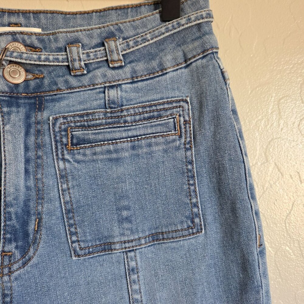 Shyanne High-Rise Patch Pocket Seamed Flare Jeans Light Wash 30 Cowgirl Western - Picture 4 of 10